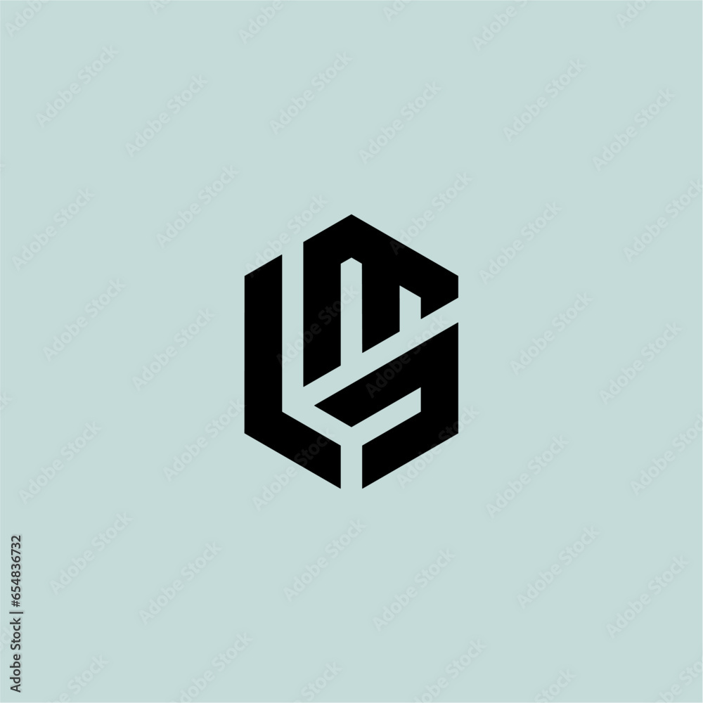 pentagon GM letter logo - obrazy, fototapety, plakaty 