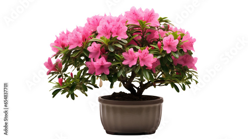 Rhododendron ou azalée, plante à fleurs en pot avec transparence sans background