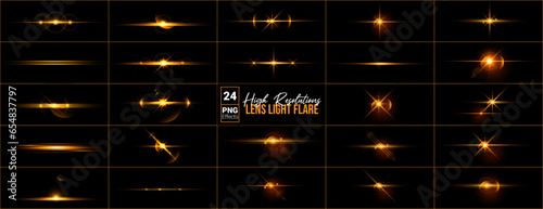 Vector Golden lens Flare Realistic Ray With Transparent PNG Glow