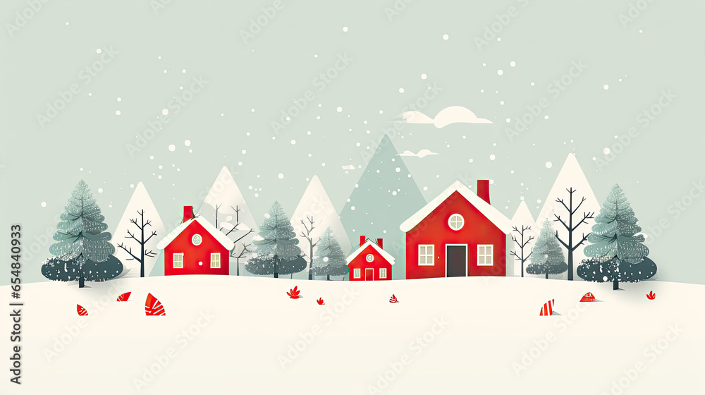 Fototapeta premium Christmas winter landscape with trees