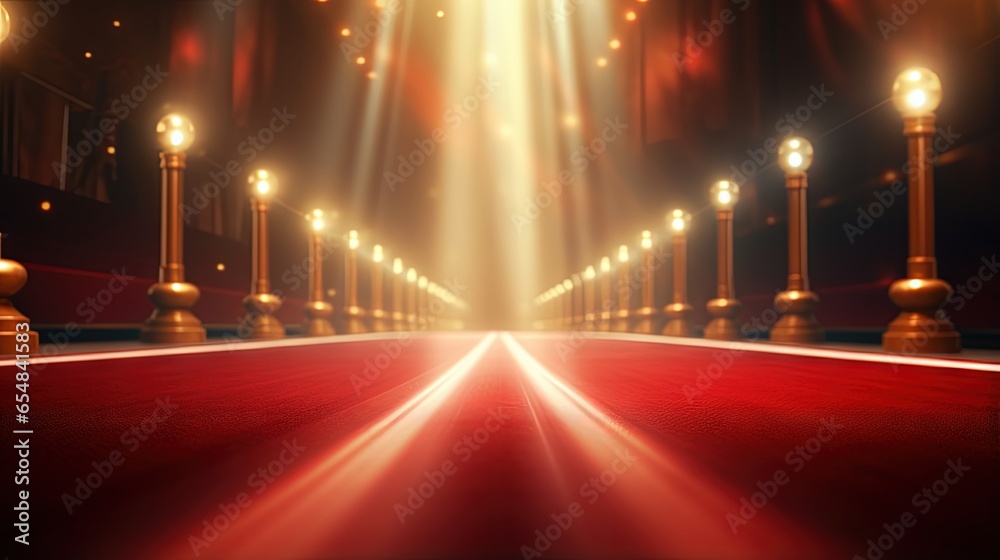 Theatre style light bulb sign on a red carpet backdrop Theatre style light bulb sign on a red carpet backdrop