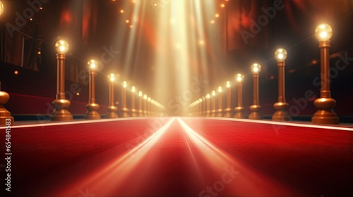 Theatre style light bulb sign on a red carpet backdrop photo
