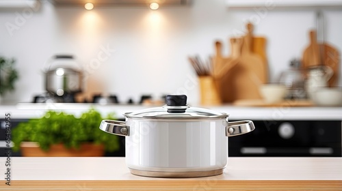 Focused on cooking pot on e...