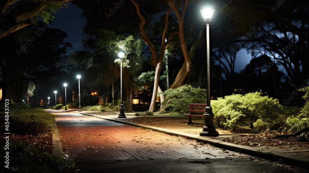 Naklejka premium View of street at night UHD wallpaper Stock Photographic Image
