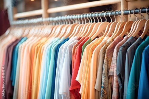 Clothes on hangers in modern store boutique