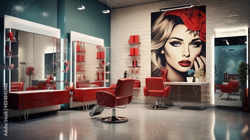 Elegant salon with hairstyl...