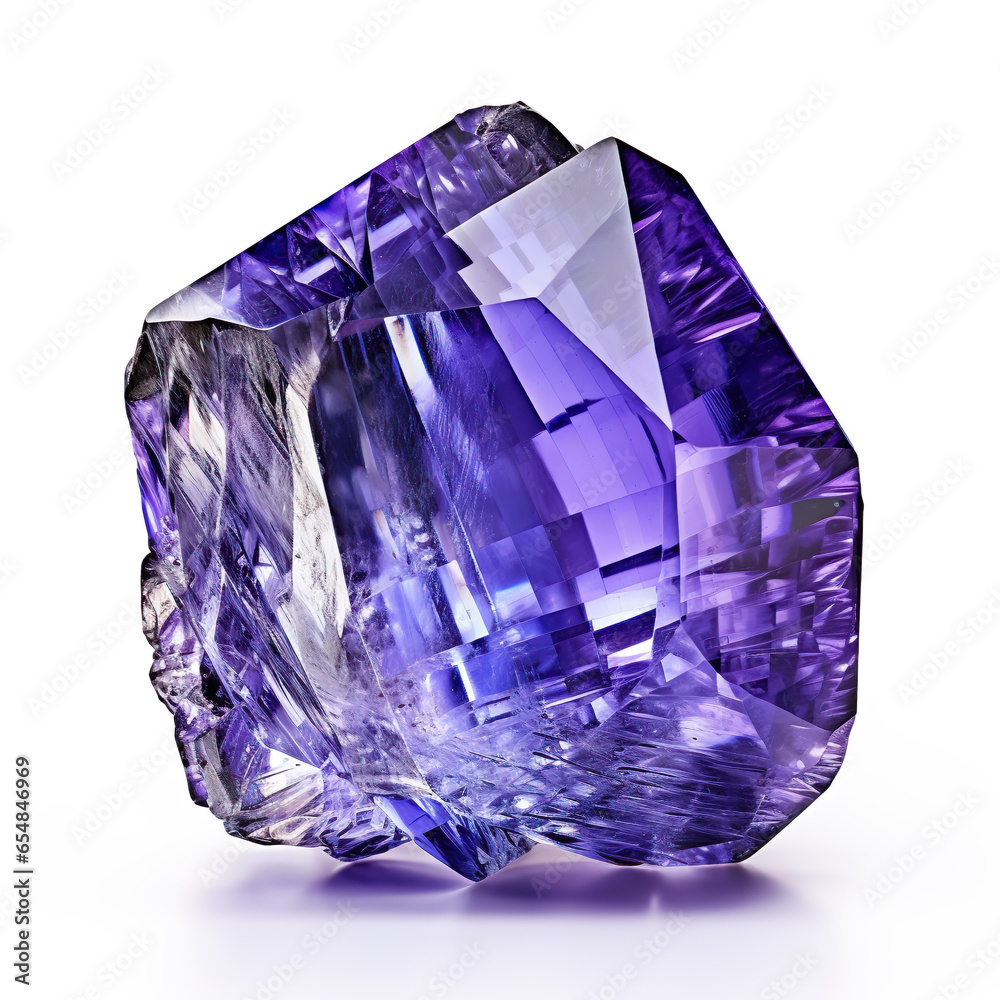 Colorful tanzanite mineral gem stone gemstone isolated on white background. Generated AI illustration. Mineralogy gems gemstones concept Colorful tanzanite mineral gem stone gemstone isolated on white background. Generated AI illustration. Mineralogy gems gemstones concept