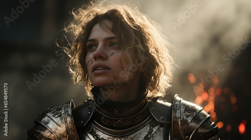 Portrait of the female warrior Joan of Arc.generative ai
 photo
