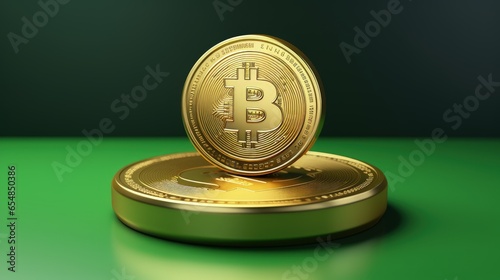 3D illustration of a stablecoin cryptocurrency gold coin on a green screen background photo