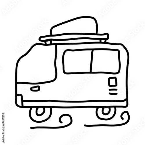 van car of vocation traveling doodle icon