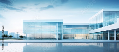 Contemporary hospital structure featuring glass windows with copyspace for text © 2rogan
