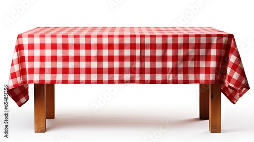 Red checkered tablecloth on...