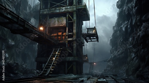 Elevator in coal mine shaft...