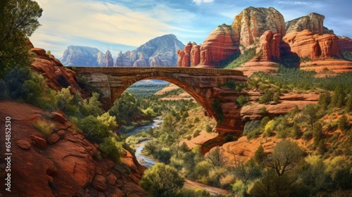 Awe inspiring view of Devil s Bridge and beyond in Sedona Arizona USA