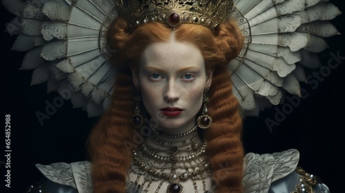 Portrait of the royal Queen Elizabeth I.generative ai
 photo
