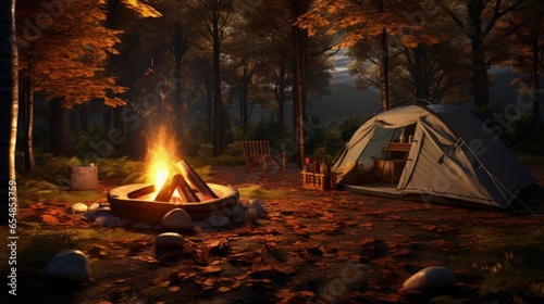 Forest camping with a 3D te...