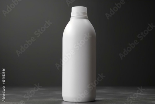 White plastic bottle mockup on matte background. Generative AI