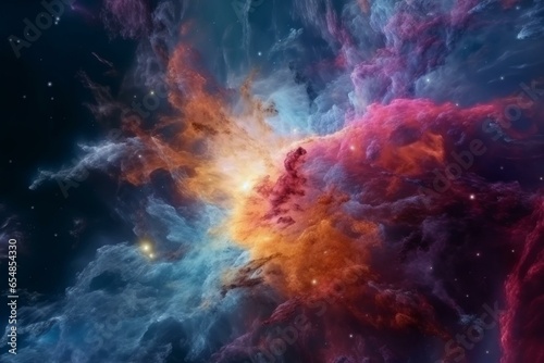 Vibrant cosmic cloud in vast universe  representing space exploration and astronomical phenomena. Generative AI