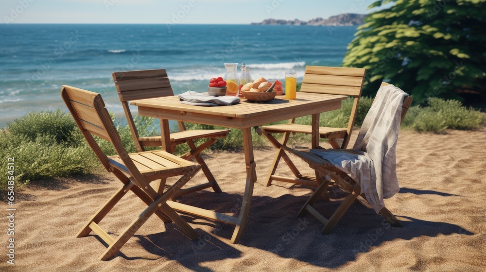 Foldable picnic table and chairs