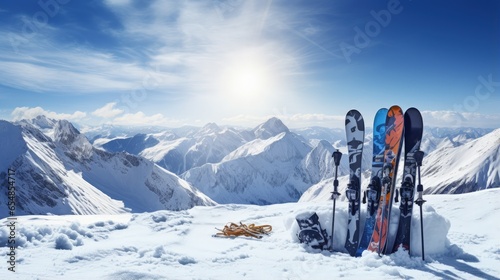 Fotografiet Enjoy skiing in South Tirol Solda Italy with your backcountry gear on snowy moun