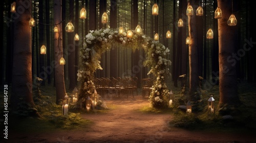 Rustic forest wedding with ...