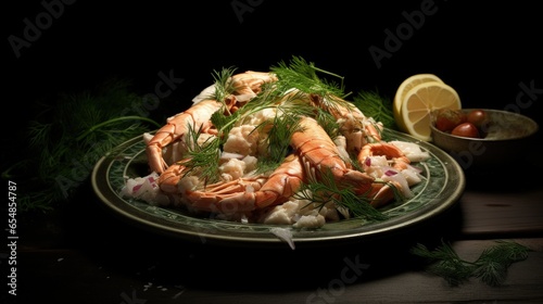 Crab meat combined with shr...