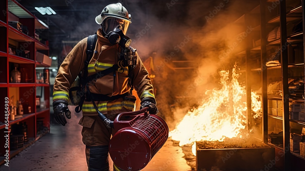 Instructor s fire extinguisher demo for basic fire training and