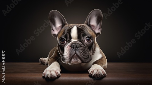 Studio shot of a brown and white French bulldog © vxnaghiyev