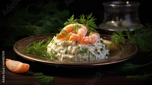 Crab meat combined with shr...