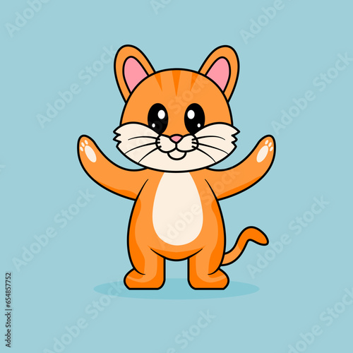 Funny cartoon cats cute orange cat vector design