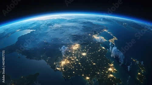 3D rendering of Asia as seen from space