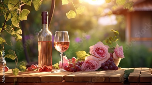 Rose wine tasting in vineya...