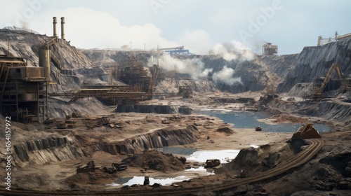 Overall perspective of an open pit mining site © vxnaghiyev