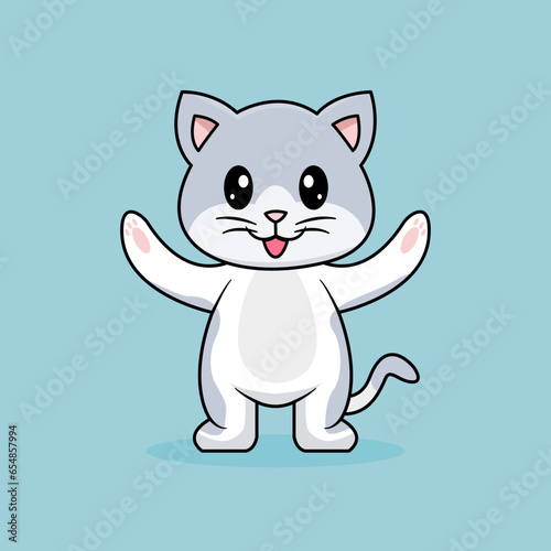 Funny cartoon Cats Cute Gray Cat Vector Design © isfayamaa.studio