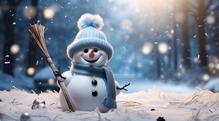 Keuken achterwand Kerstmis motieven patronen Vrolijke sneeuwpop in digitale kerststijl  © Bear Boy 