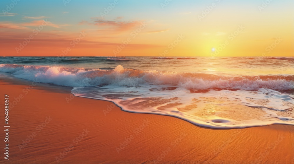 Seascape beach Sunset sky tranquil summer mood Vacation banner