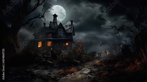 Eerie Halloween manor in a ...