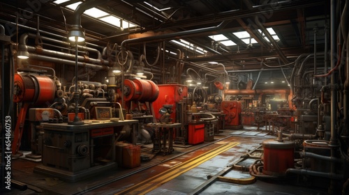 Factory machinery and interior workshop