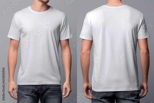 Young man casual t-shirt back and front view mockup