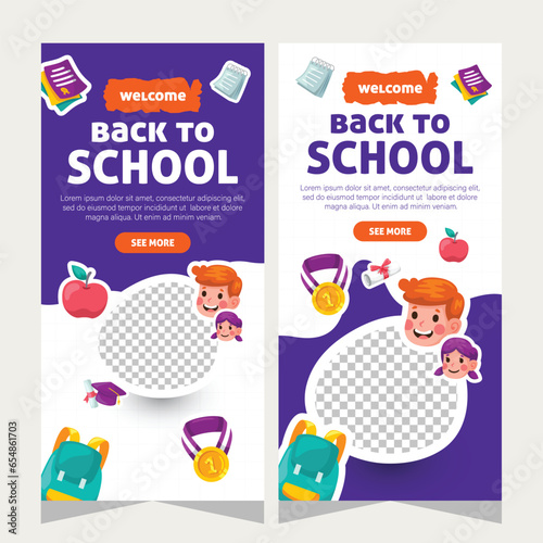 Vertical banner or stories social media template about education