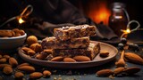 Healthy Snack Almond Energy Bars with Chocolate made with Almond Butter