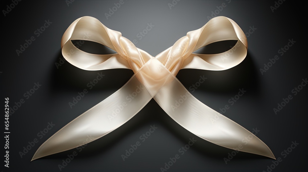 White ribbon for raising awareness on lung cancer bone cancer multiple sclerosis SCID and newborn screening symbol - obrazy, fototapety, plakaty 