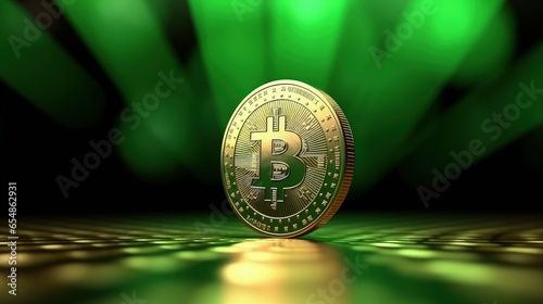 3D illustration of a stablecoin cryptocurrency gold coin on a green screen background