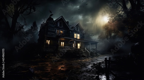 Eerie Halloween manor in a ...