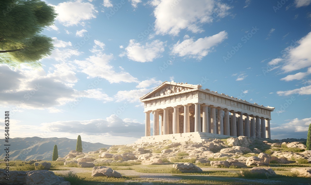 ancient greek architecture buildings art, ai generative - obrazy, fototapety, plakaty 