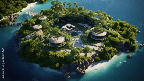 Aerial view of opulent island