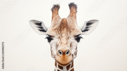 Upside down white giraffe with long neck