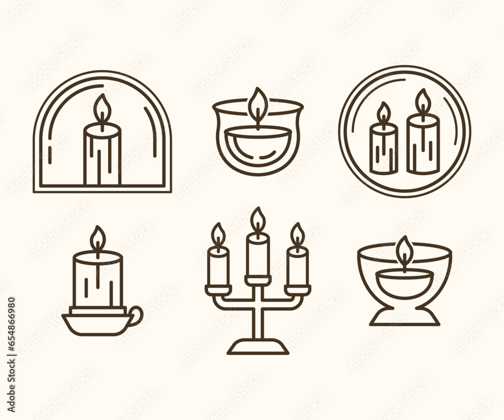 vector set of candles icon template lineart modern simple design templates vector set of candles icon template lineart modern simple design templates