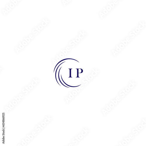 IP logo. I P design. White IP letter. IP, I P letter logo design. Initial letter IP linked circle uppercase monogram logo.