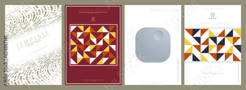 A set of cover, booklet or brochure design templates. The idea of an individual geometric style of interior decoration and creative design. A variant of the corporate corporate identity.